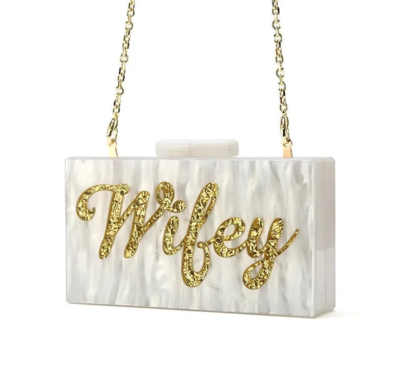 Pearl Mrs/Wifey Clutch Bag