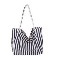 Stripe Canvas Beach Tote Bag