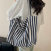 Stripe Canvas Beach Tote Bag