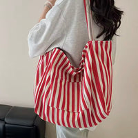 Stripe Canvas Beach Tote Bag