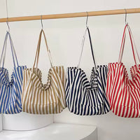 Stripe Canvas Beach Tote Bag