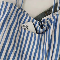 Stripe Canvas Beach Tote Bag