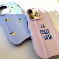 PALE BLUE STRIPE Personalised Wavy iPhone Case