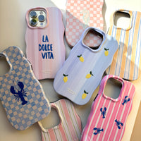 PALE BLUE STRIPE Personalised Wavy iPhone Case