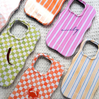 GREEN CHECK Personalised Wavy iPhone Case