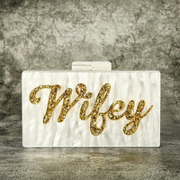 Pearl Mrs/Wifey Clutch Bag