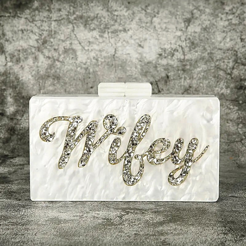Pearl Mrs/Wifey Clutch Bag