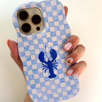 BLUE CHECK Personalised Wavy iPhone Case