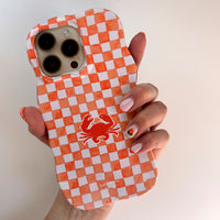 ORANGE CHECK Personalised Wavy iPhone Case