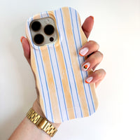 YELLOW + BLUE STRIPE Personalised Wavy iPhone Case