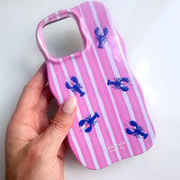 HOT PINK STRIPE Personalised Wavy iPhone Case