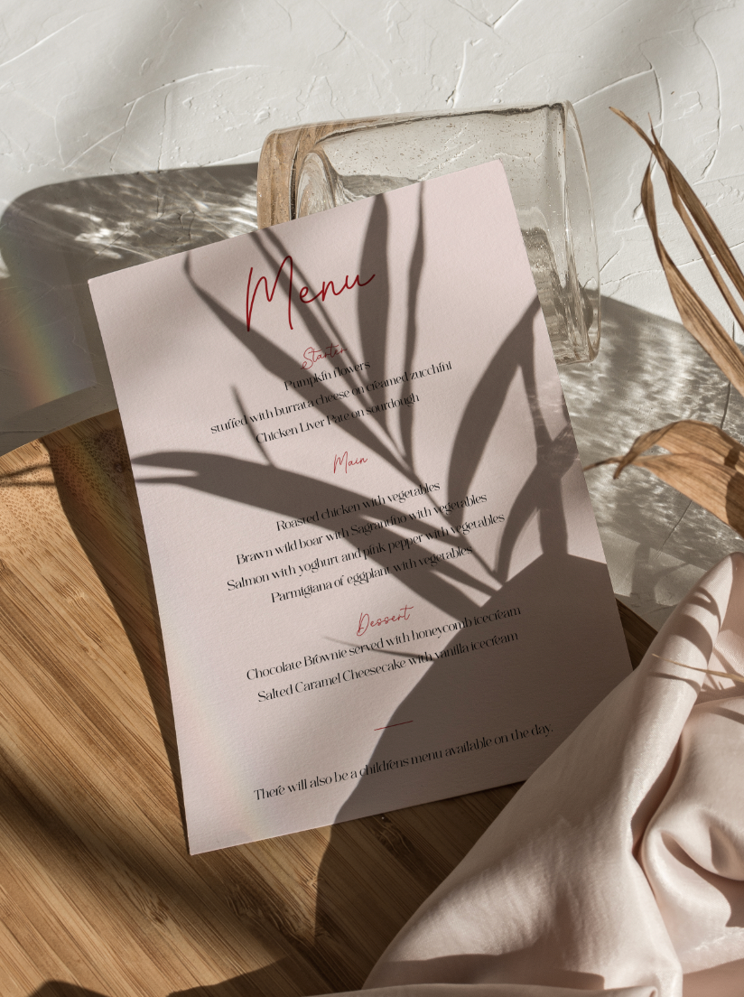 VENICE A6 Menu Card