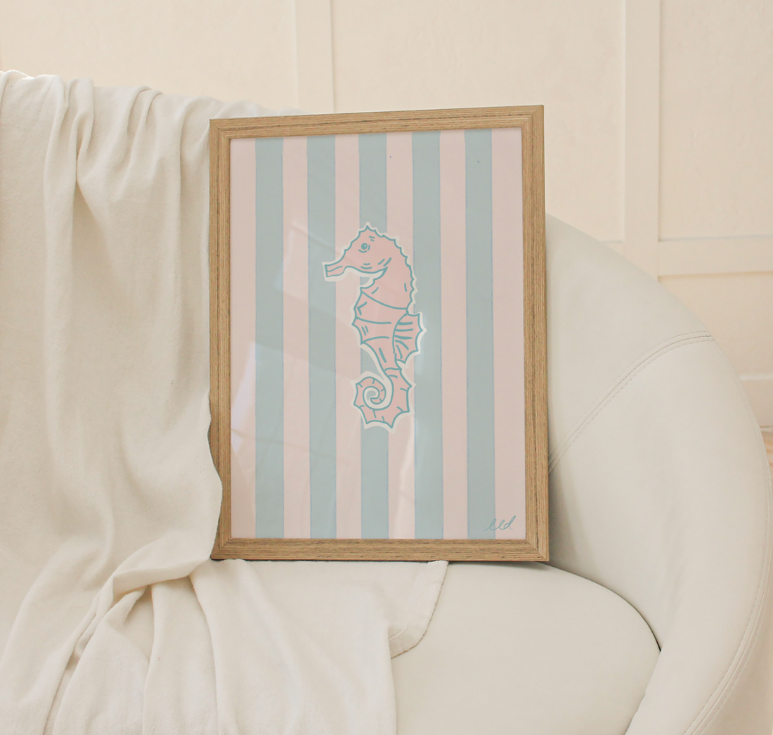 OCEAN SEAHORSE A4 Art Illustration Print