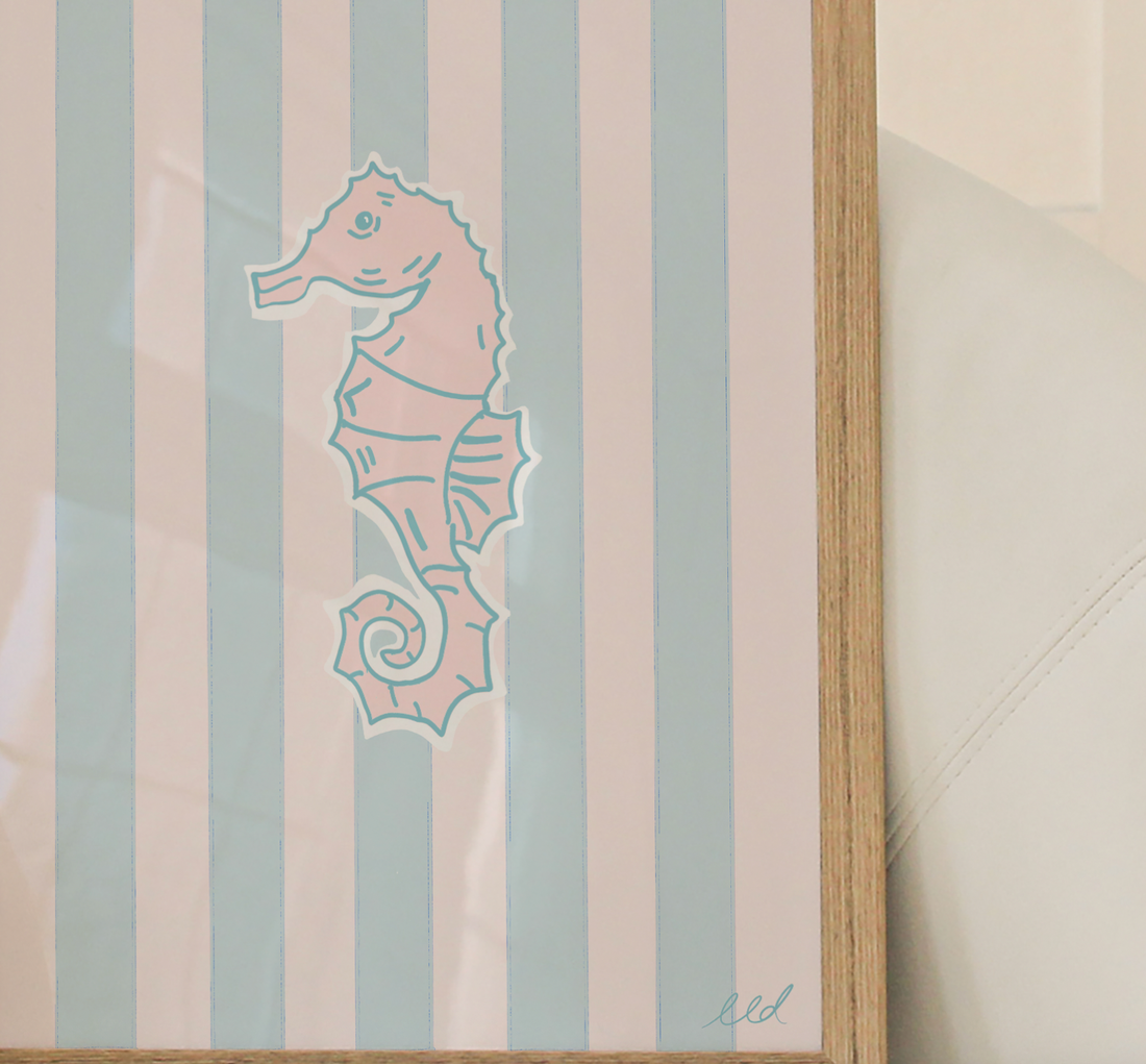 OCEAN SEAHORSE A4 Art Illustration Print