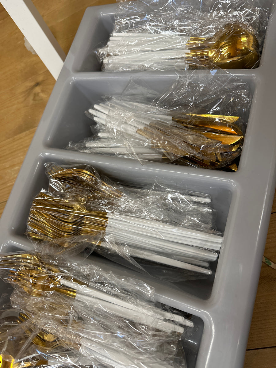 White/ Gold Cutlery Pack of 10