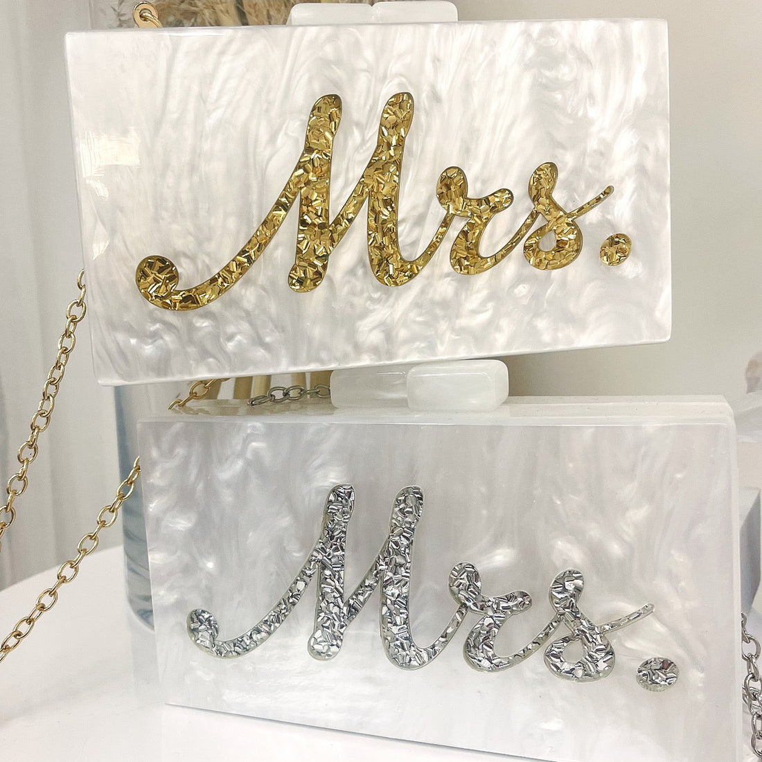 Pearl Mrs/Wifey Clutch Bag