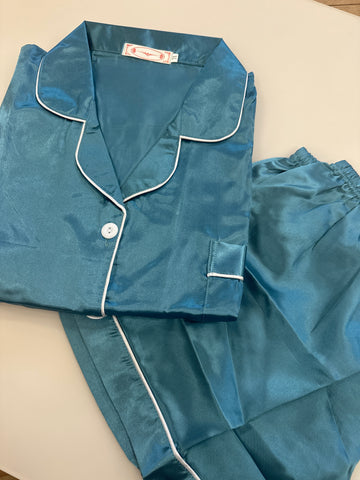 Teal Satin Pjs