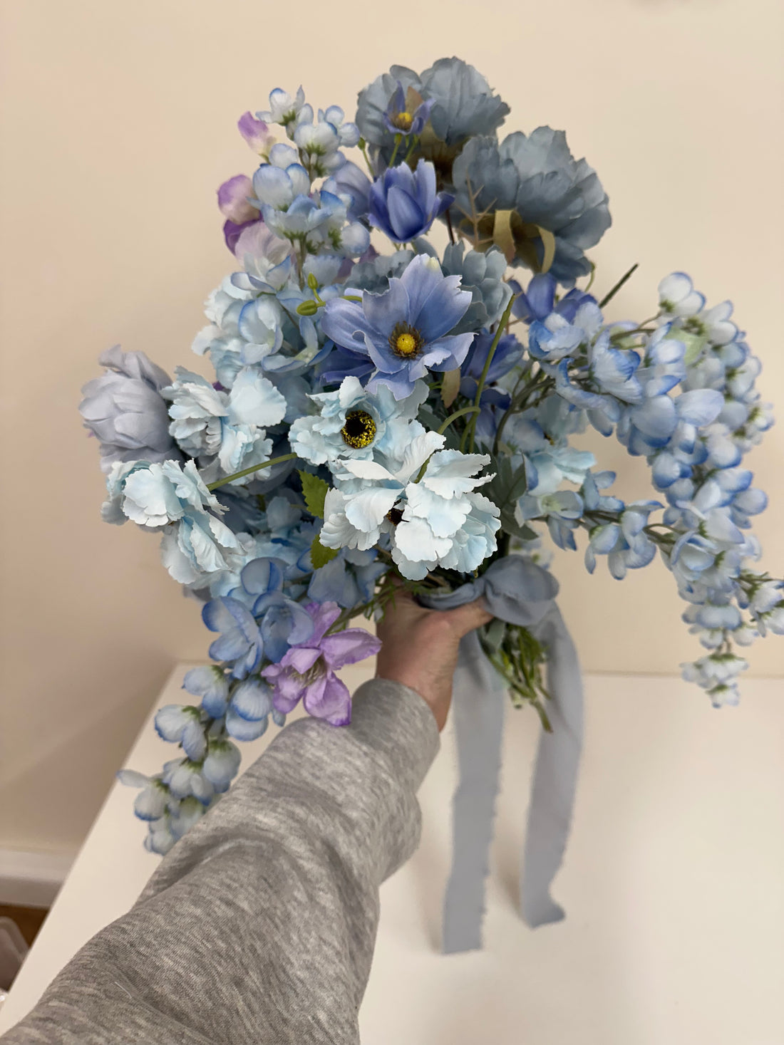 Blue Faux Flower Display