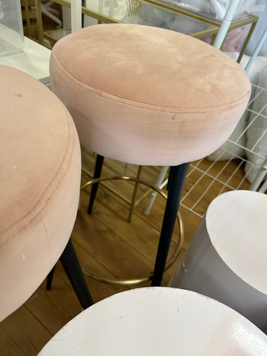 Pink Velvet Touch Bar Stools (COLLECTION ONLY)