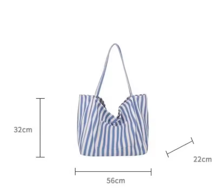 Stripe Canvas Beach Tote Bag