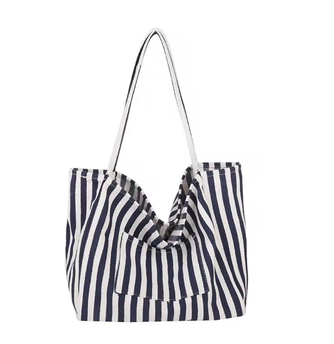 Stripe Canvas Beach Tote Bag