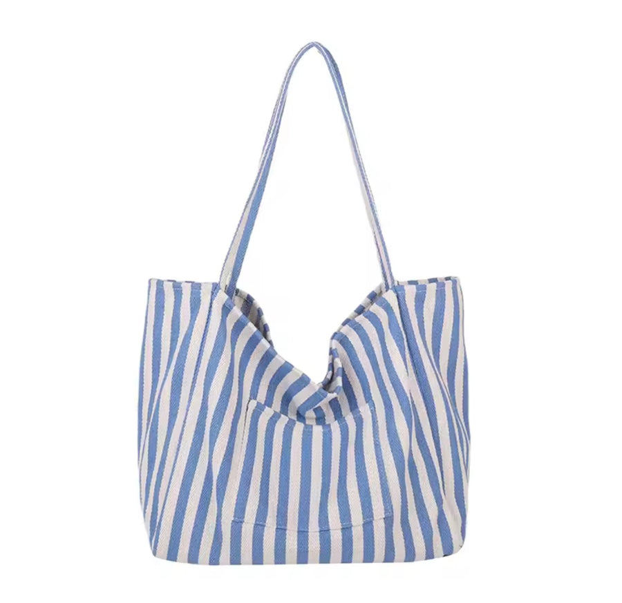 Stripe Canvas Beach Tote Bag