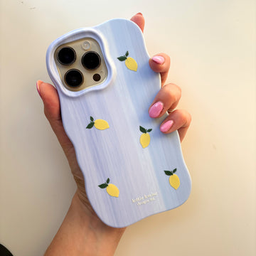PALE BLUE STRIPE Personalised Wavy iPhone Case