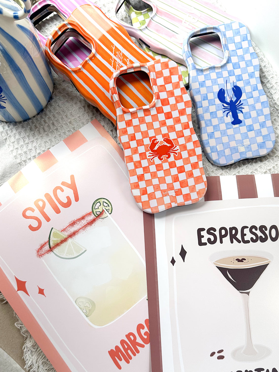 ORANGE CHECK Personalised Wavy iPhone Case