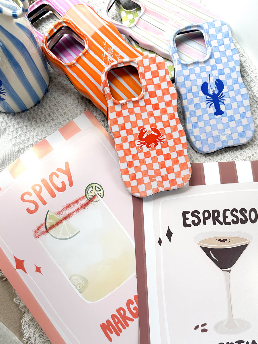 ORANGE CHECK Personalised Wavy iPhone Case