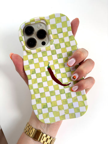 GREEN CHECK Personalised Wavy iPhone Case