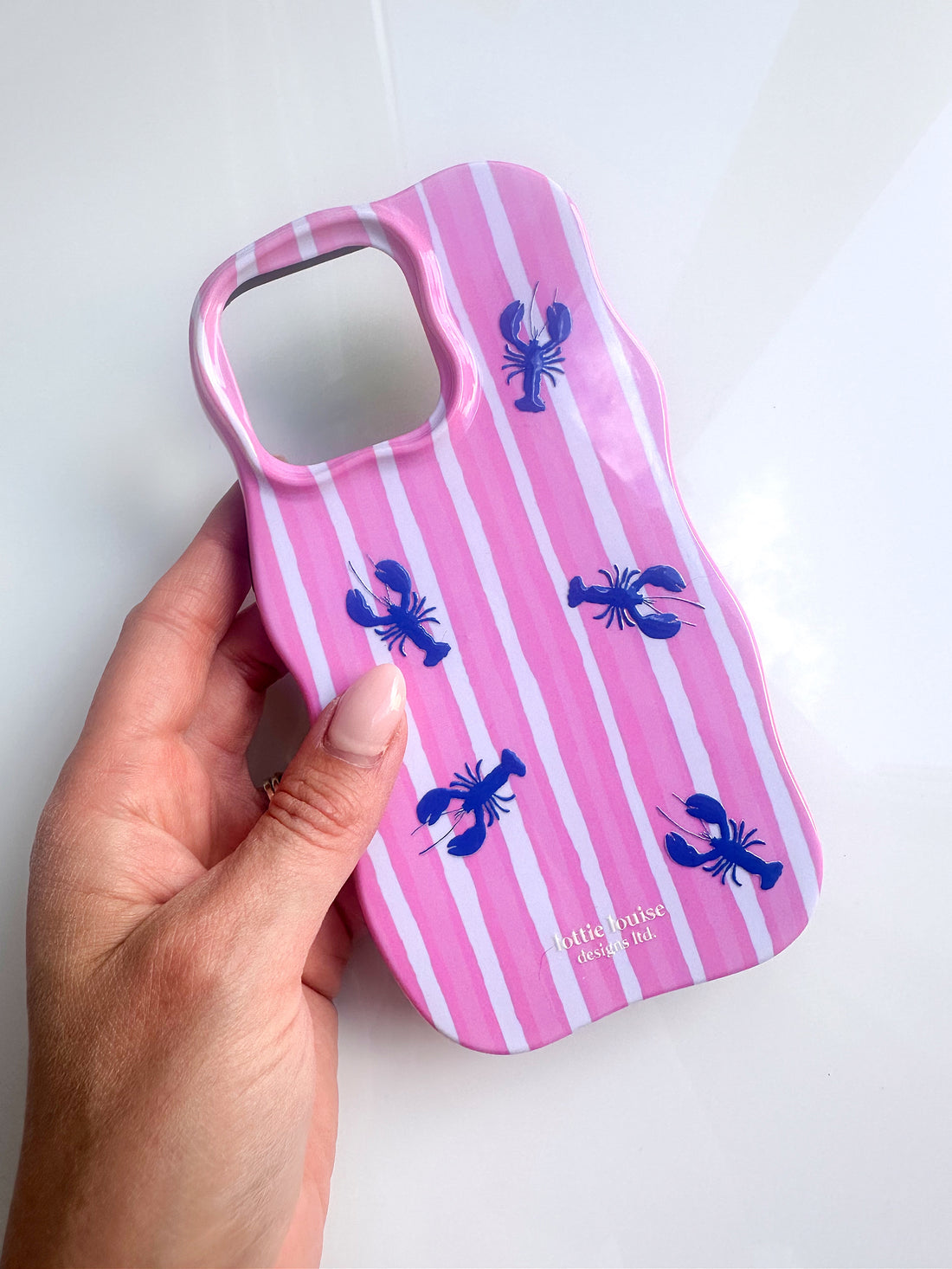 HOT PINK STRIPE Personalised Wavy iPhone Case