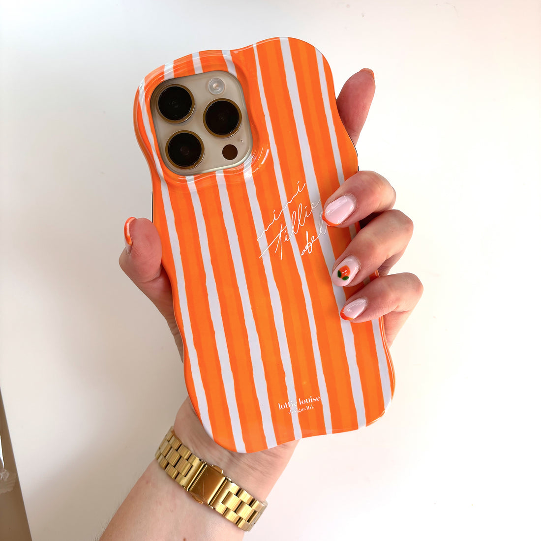 ORANGE STRIPE Personalised Wavy iPhone Case