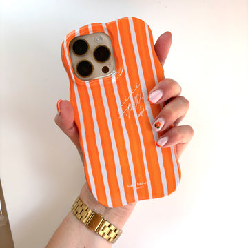 ORANGE STRIPE Personalised Wavy iPhone Case