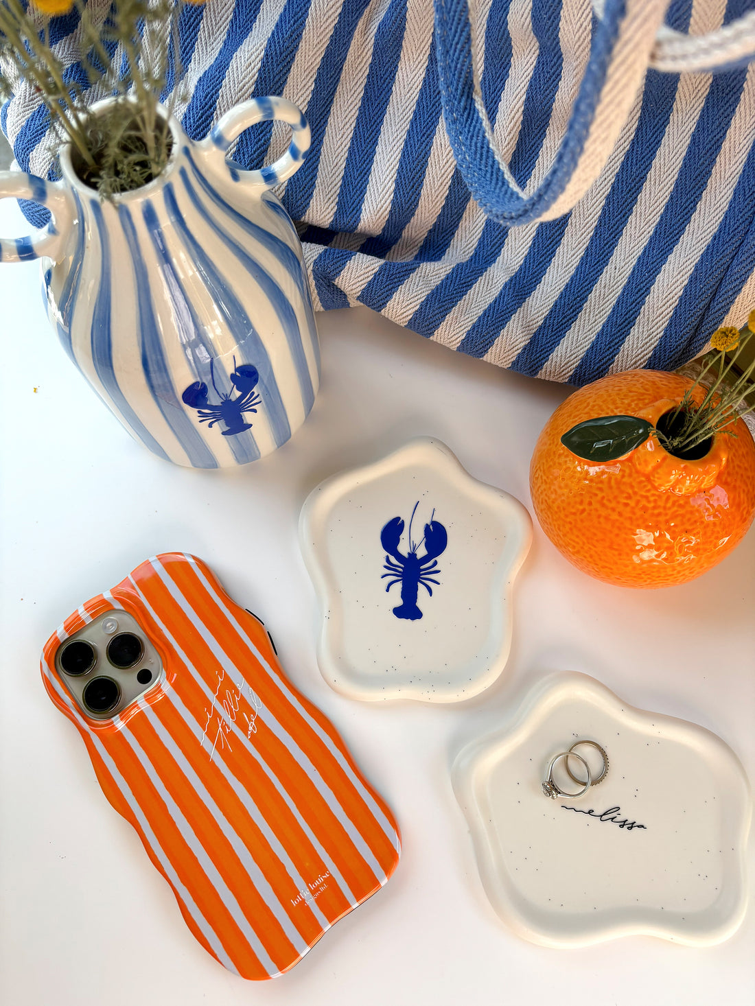 ORANGE STRIPE Personalised Wavy iPhone Case