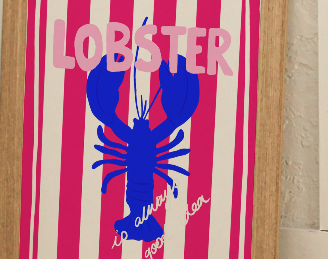 LOBSTER LOVE A4 Art Illustration Print