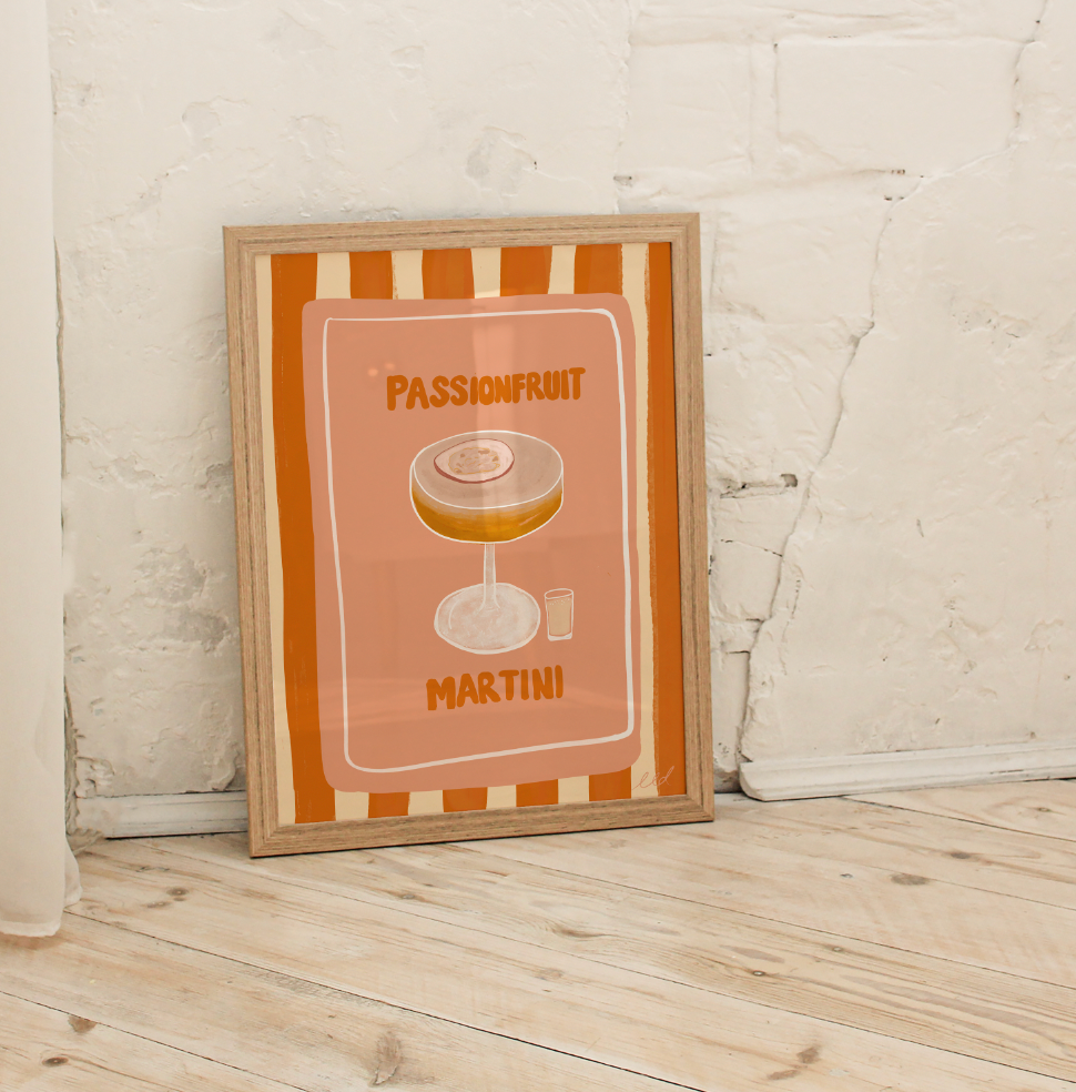 PASSIONFRUIT MARTINI A4 Art Illustration Print
