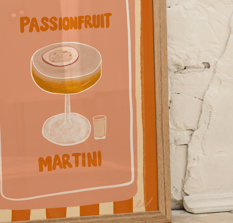 PASSIONFRUIT MARTINI A4 Art Illustration Print