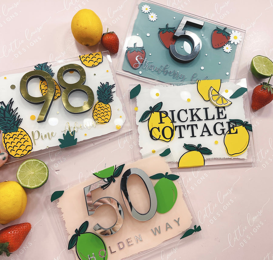 Fruit Collection - House 3D Number Acrylic Sign