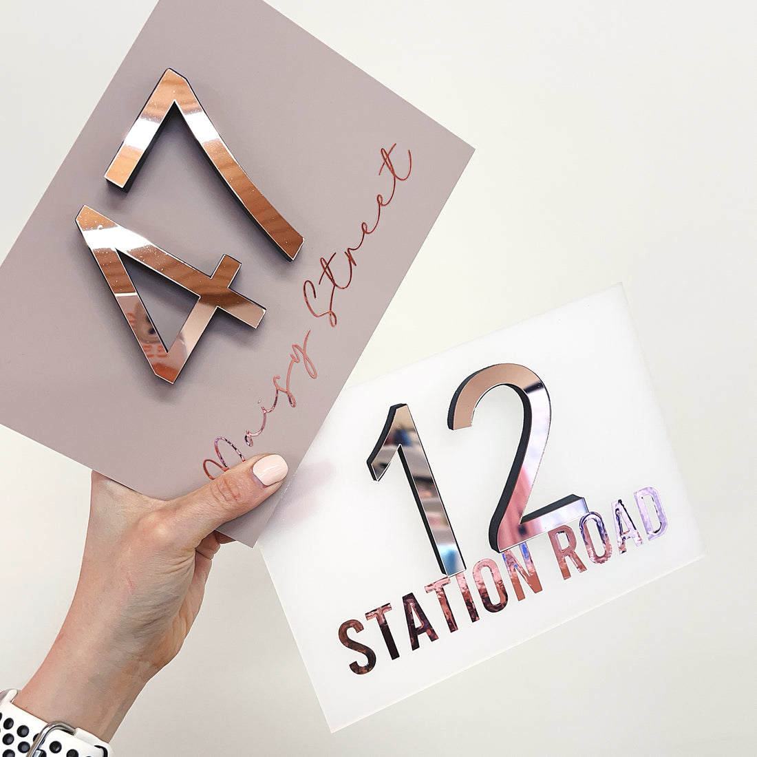 ROSE GOLD House 3D Number Acrylic Sign