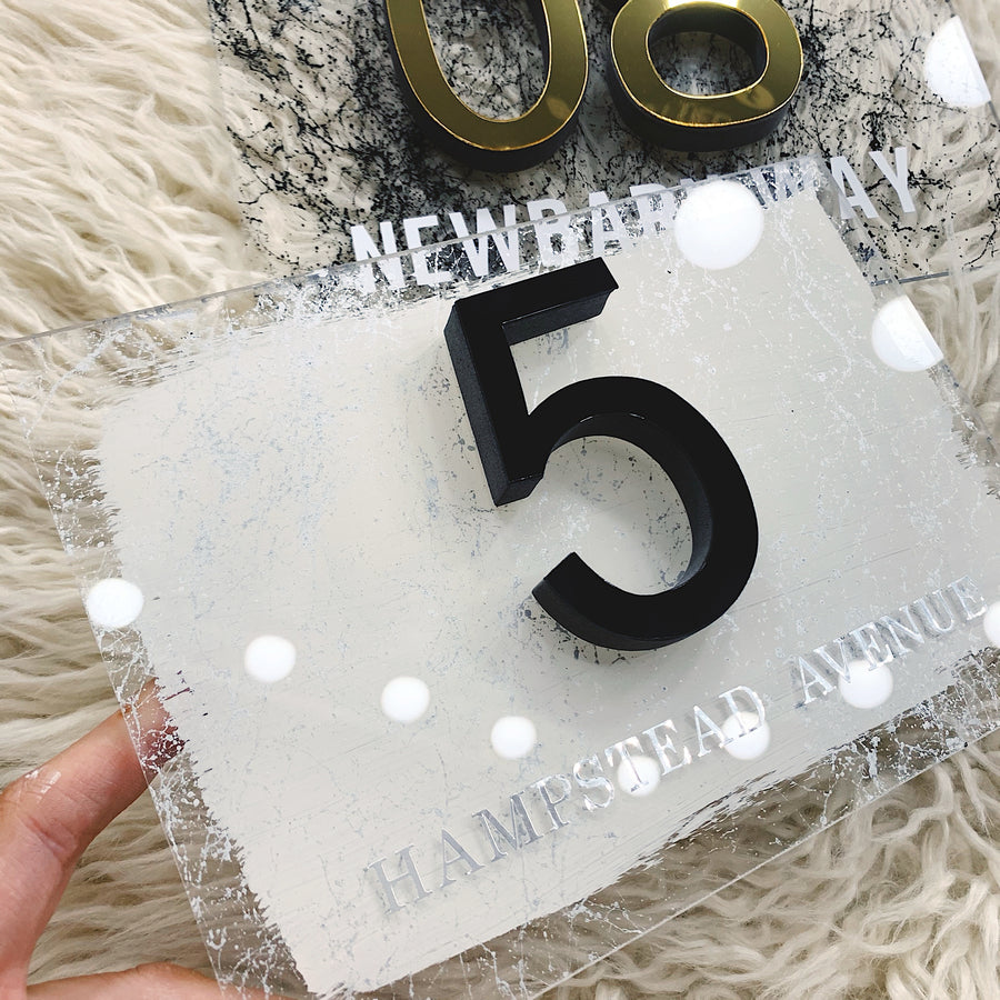 Marble Effect Range - House 3D Number Acrylic Sign