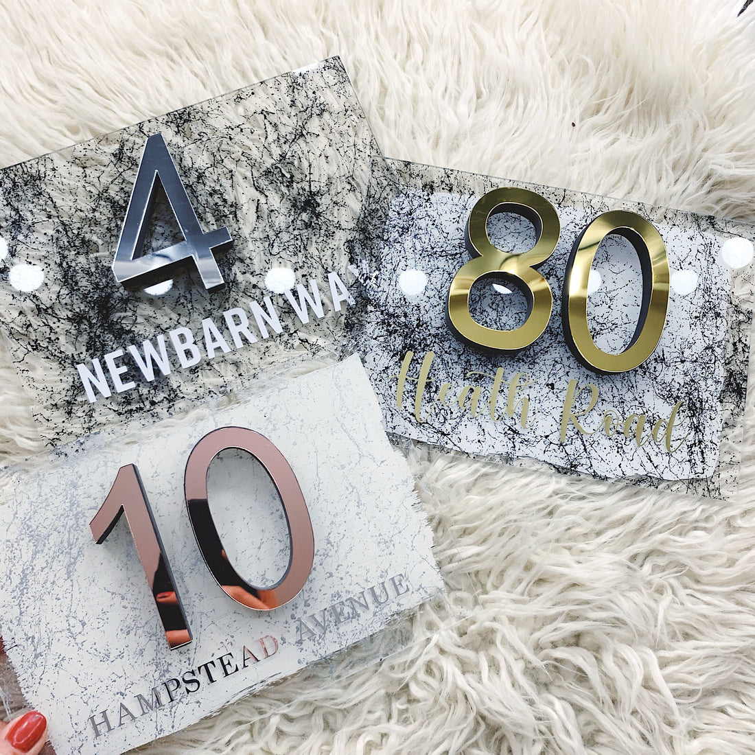 Marble Effect Range - House 3D Number Acrylic Sign